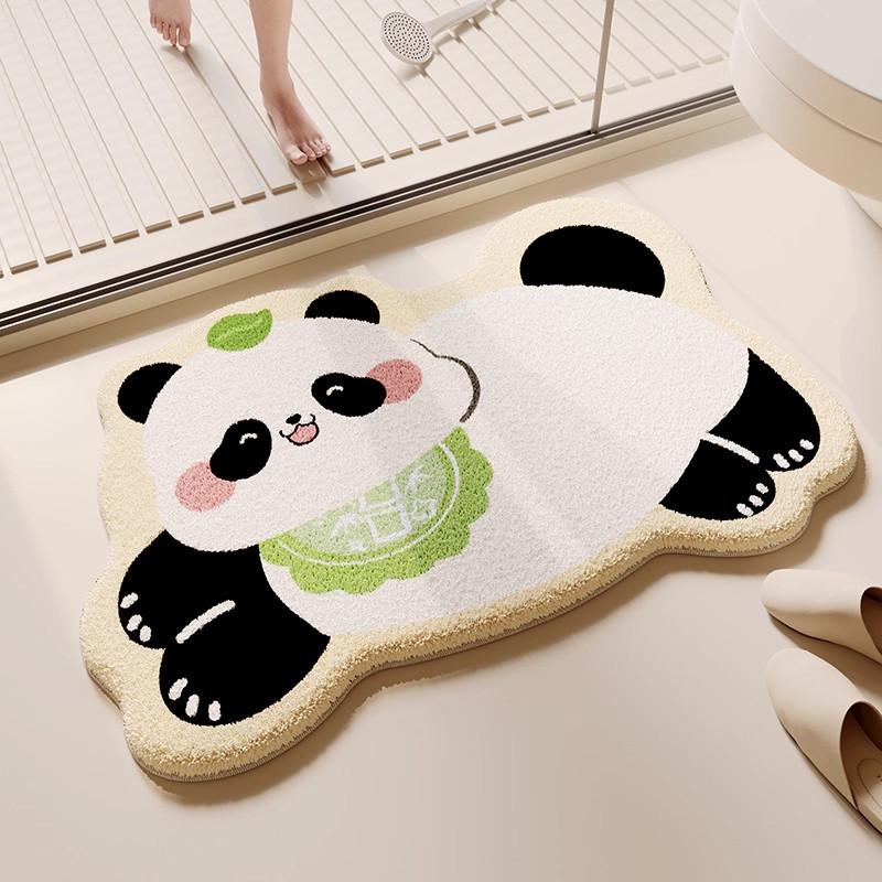 Cartoon Puppy Imitation Cashmere Floor Mat: Absorbent, Insulating Door Mat for Shower Room