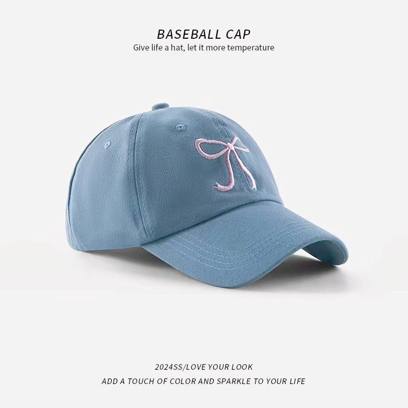 Süße Baseballmütze mit Bowknot-Stickerei für Frauen, einfarbig, koreanisches Mädchen, Schirmmütze für den Außenbereich, weiche Baumwolle, Snapback, Sonnenblenden Adjustable