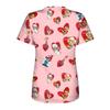 Women's Casual  Wear Printed Short-sleeved V-neck Tops  Workwear Pocket Tops