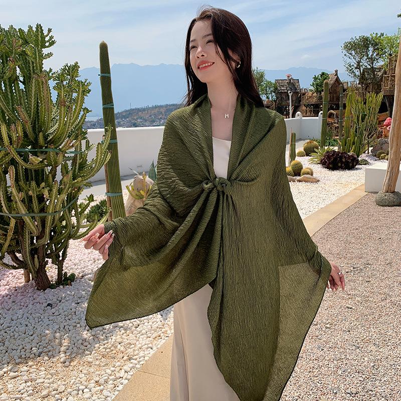 New Cotton Linen Elegant Solid Women Silk Scarf Beach Wrap Shawl Lady Musulman Femme Hijab Bandana Mujer Vacation Scarve Pareo