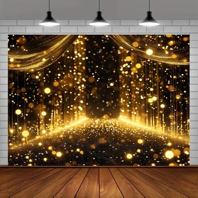 1pc Sparkling Black and Gold Drop Glitter Background - Glamorous Bridal Shower, Wedding, Birthday and PROM Decor