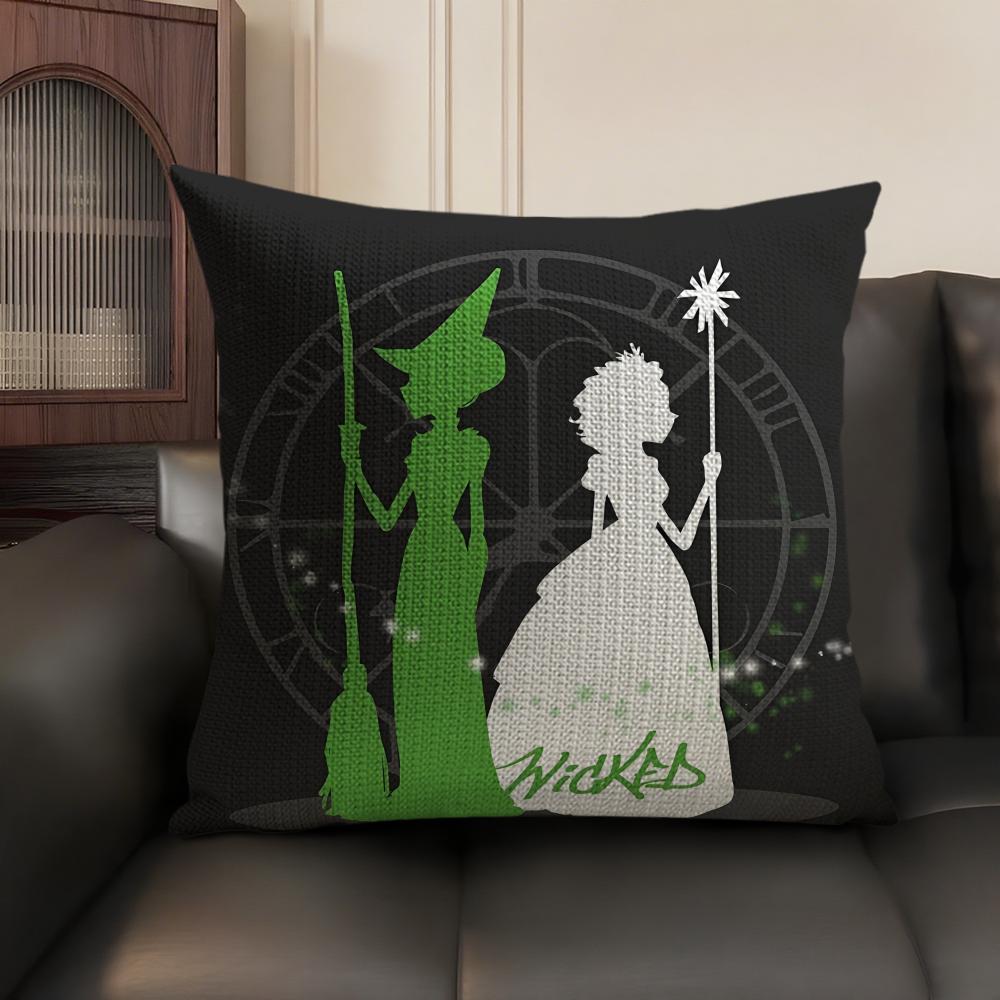 WWicked Part One Movie Cushion Cover Natural Linen Organic Fabric DoubleSided Printing Sofa Home Decor Gift Pillow Case