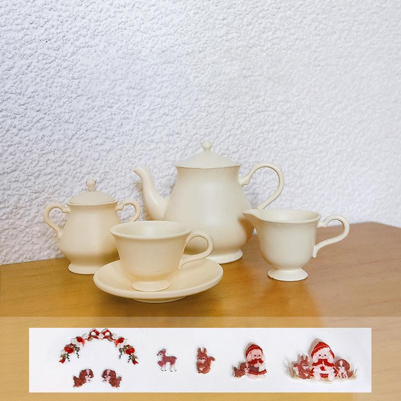 5 stk/sett Dukkehus Miniatyr Porselen Tesett Servise Kjøkken Dukkehus Tekanne Miniatyr Scene Leke Modell Barnegave