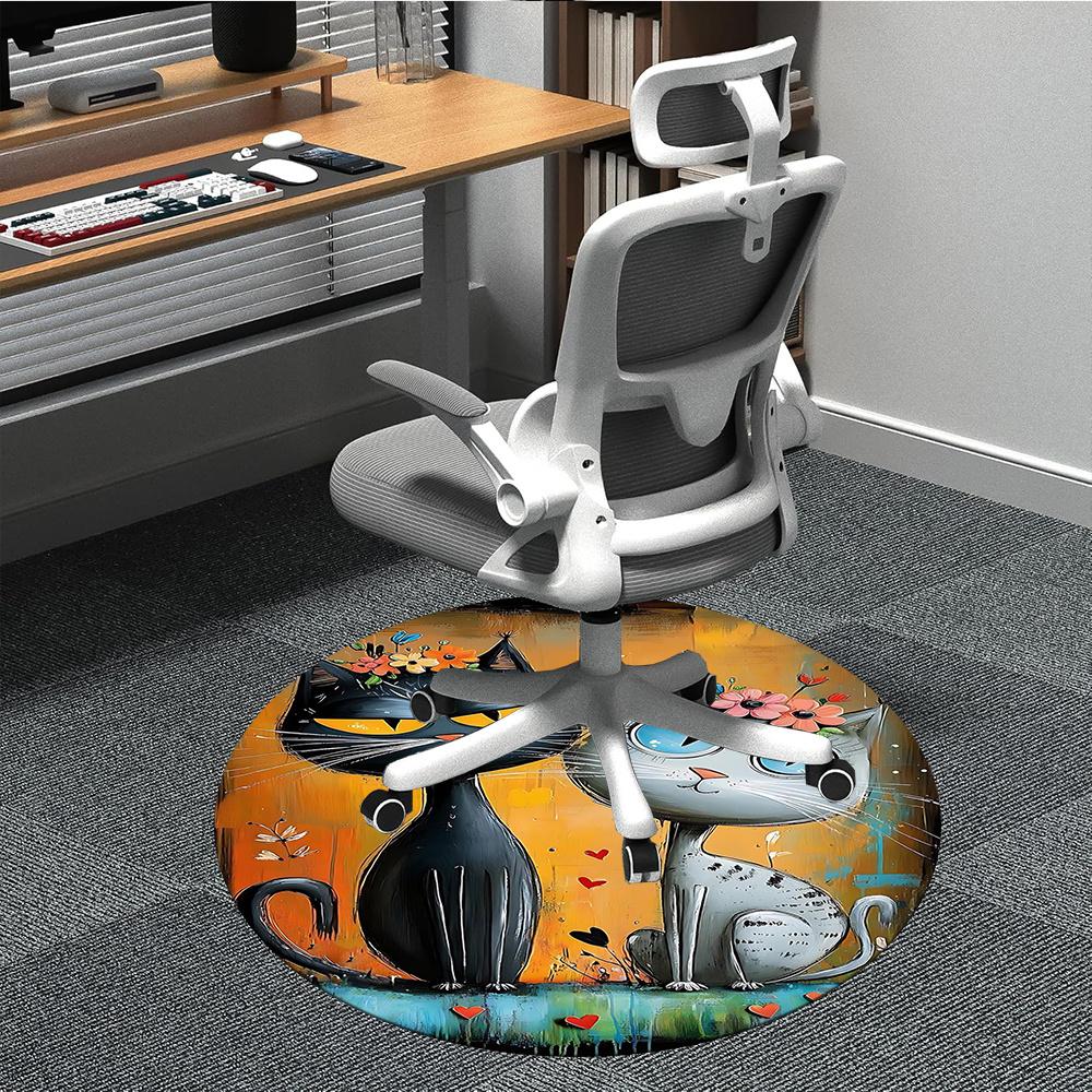 

1pcCats Love Office Round Area Rug, Indoor Mat Suitable ForOffice, Under Office Chairs Bedroom Living Room Home Decor, Room Deco 073 80cm by 80cm
