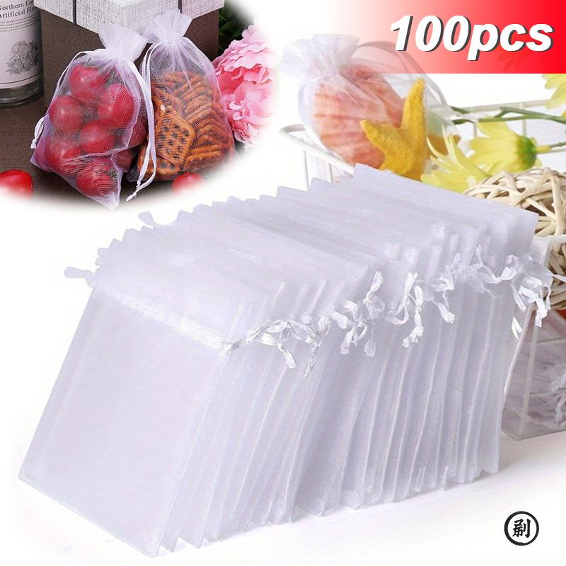 

100PCS Organza Bags Set Small Drawstring Mesh Pouches for Jewelry Candy Wedding Birthday Party Favors Christmas Gift Bags 7x9cm-2.8x3.5in