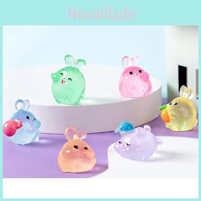 Cute Glowing Fat Bunny Resin Figurines Miniature Desk And Car Decor