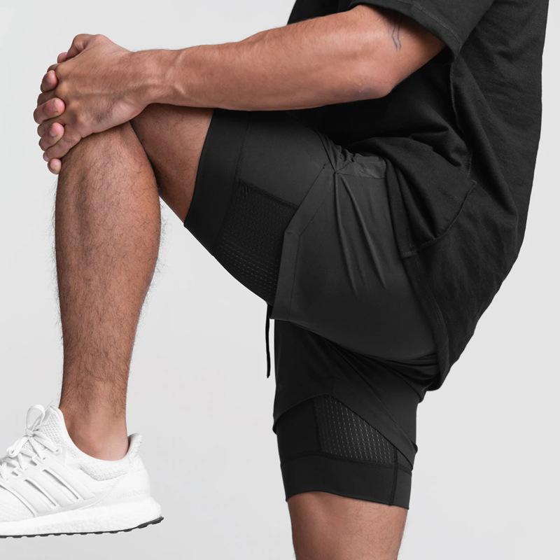 Crazy Muscle Men's Sports and Leisure Shorts Double Layered Marathon Basketball Fitness Quick Drying Shorts