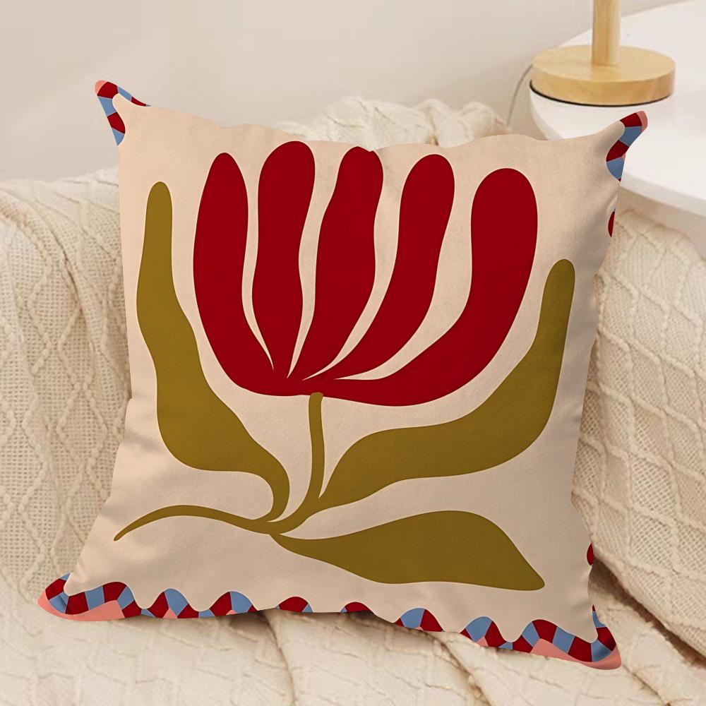 Flower Ins Simple Art Cushion Cover Silky Short Plush Invisible Zipper Dustproof Sofa Pillow Case For Home Decor