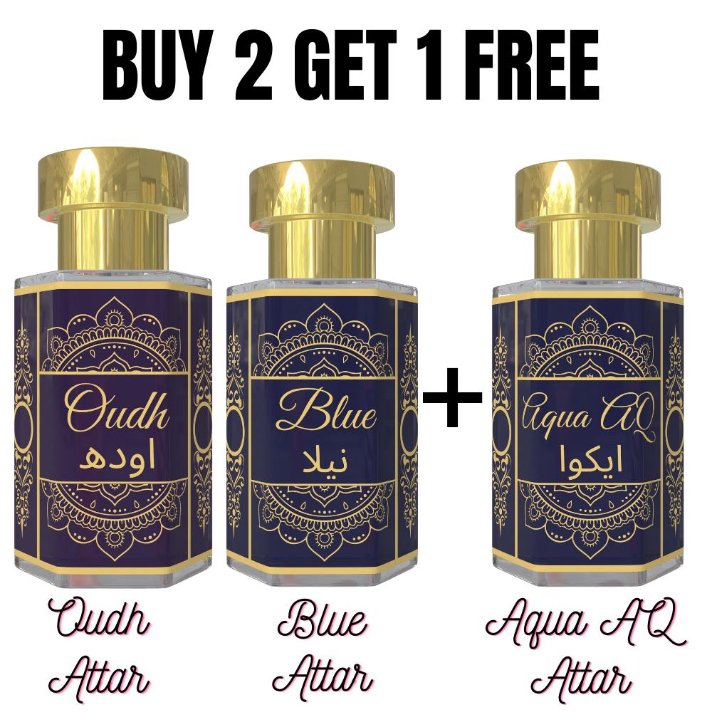 Уд Атар и Голубой Атар с Бесплатным Аква Атаром Древесная Прохладная и Свежая Комбинация Ароматов Безспиртовые Унисекс Масла-Парфюм в Роликовом Флаконе 3 x 6 мл Pack 6ml 653₽