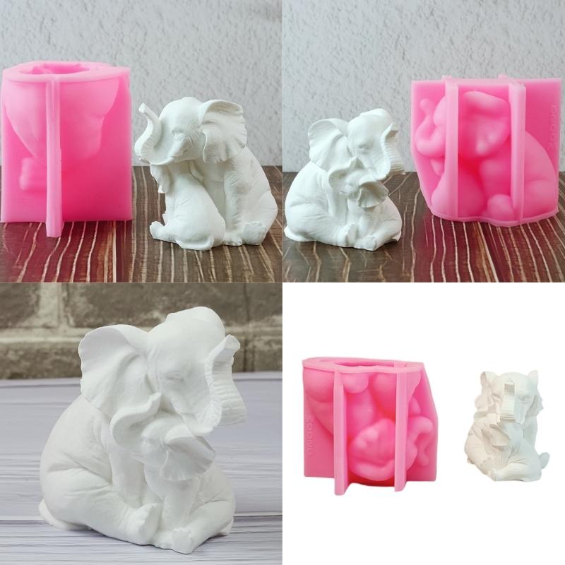 Mother and Child Elephant Molds Silicone Mould Ornament Molds Candle Molds Soap Molds Casting Molds for Home Decoration