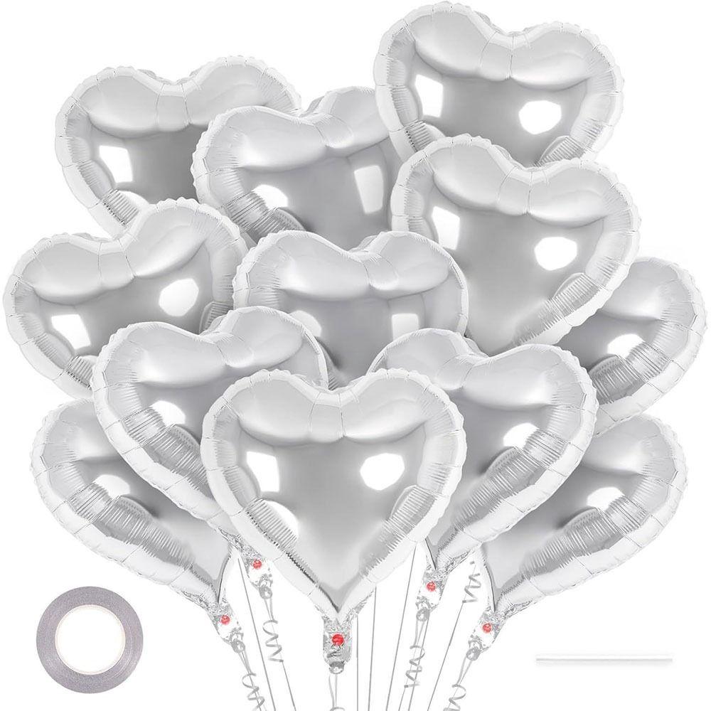 12Pcs 18 Inch Heart Foil Balloons Inflatable Love Decoration Valentine's Day Balloon Red Black Gold Pink Funny