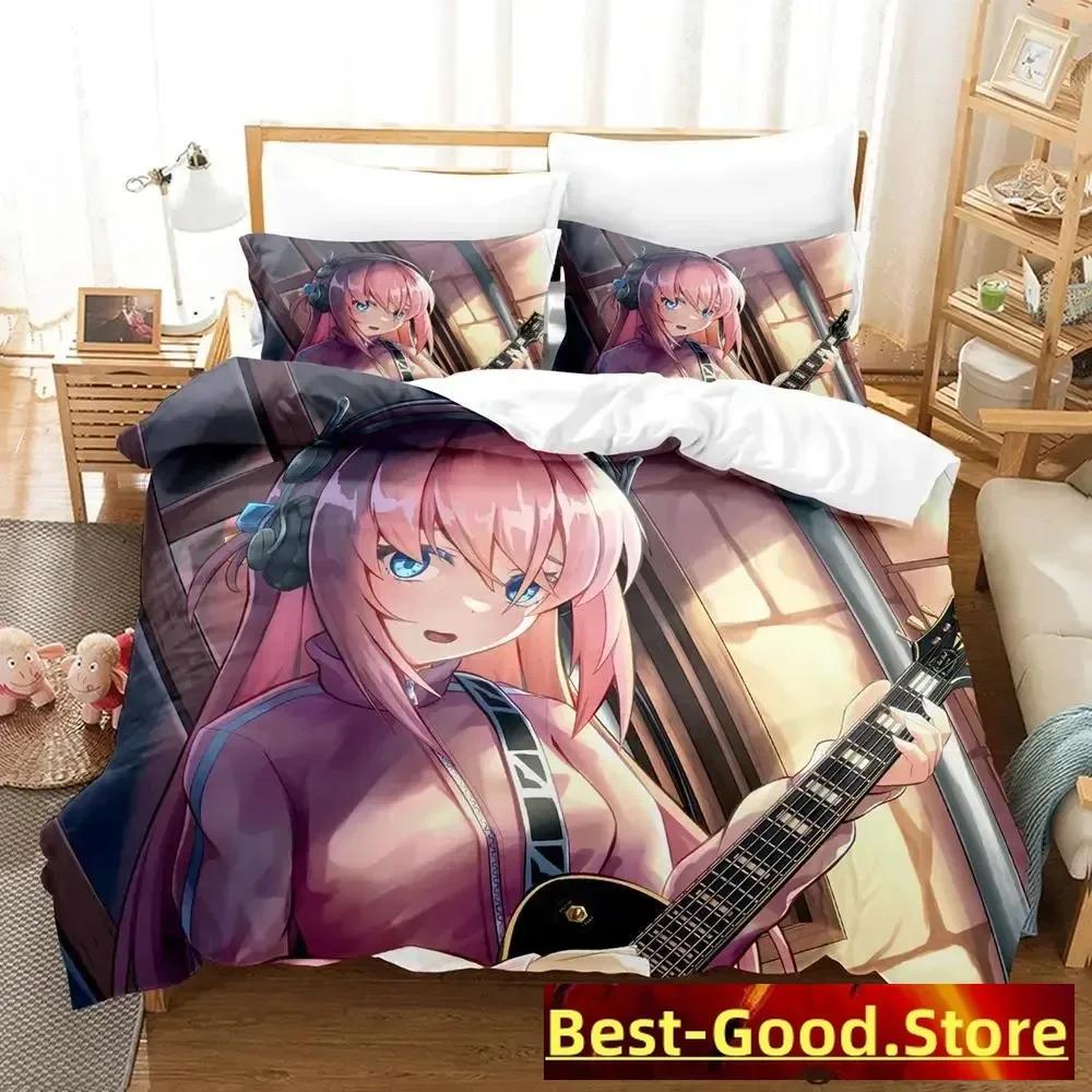 Gotou Hitori Bedding Set Single Twin Full Queen King Size Bed Set Adult Kid Bedroom Duvetcover Sets Anime Parure De Lit Bed