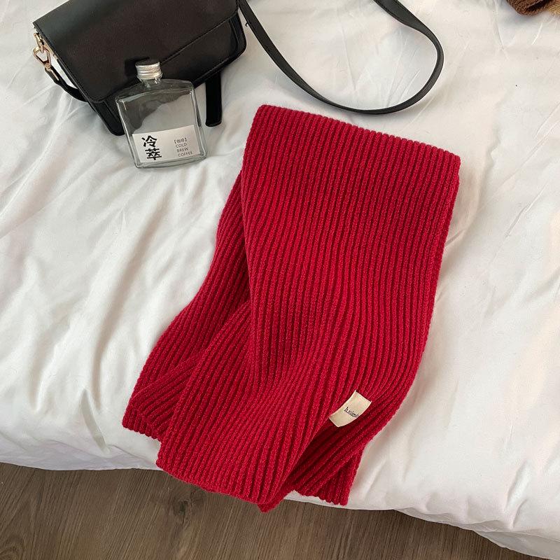 

Korean Style Knitted Scarf: Unisex Solid Color, Thick, Warm, Autumn/Winter Neck Warmer Shawl
