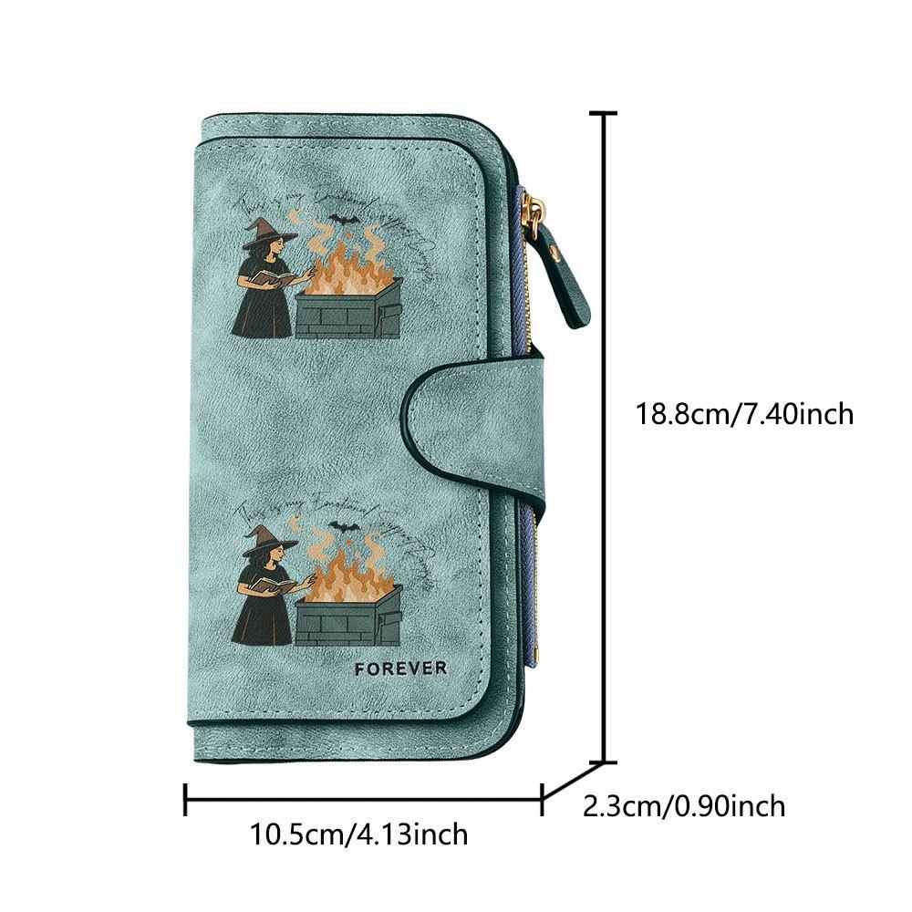 Trash Can Witch Long Zipper Wallet, Large Capacity Card Holder, Unisex Clutch Bag, Fashionable Zipper Coin Purse, Suitable for Daily Use, A Great