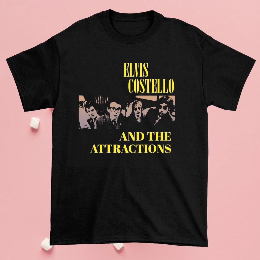 Elvis Costello 80s Style Short Sleeve Black Men All size Shirt ND151 Unisex T-Shirt L