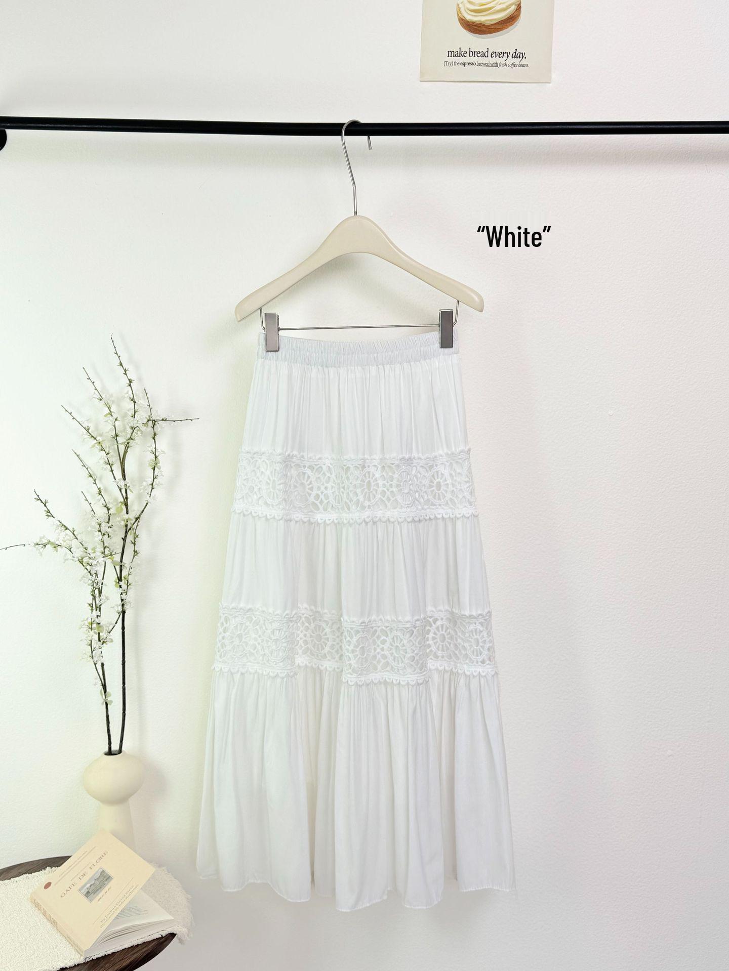 

Women s White Floral Lace Crochet A-Line Skirt - Mid-Length, Water-Soluble for Early Spring and Summer One Size белый