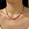 Bohemian Handmade Colorful Ceramic Fish Beaded Necklace for Women Unisex Rice Beads Choker Summer Beach Party Jewelry Gift