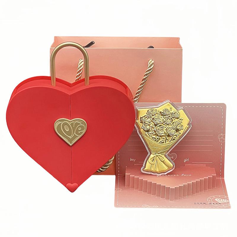 Pure Gold Rose Bouquet Ornament: Luxurious Gift for Girlfriend - Ideal for Qixi, Valentine's Day, or Special Occasions.