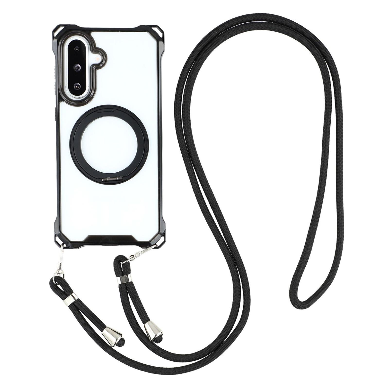 

Магнитный чехол-подставка с кольцом для Samsung Galaxy A56 5G/A36 5G, чехол для телефона из ТПУ+ПК со шнурком Black