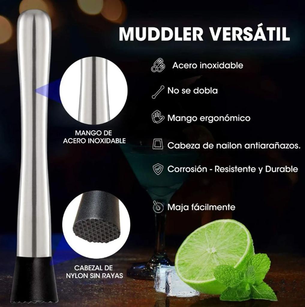 Stainless Steel Crushed Popsicle Mixing Stick Fruit Muddle Pestle Wine Supplies for Barware Tool