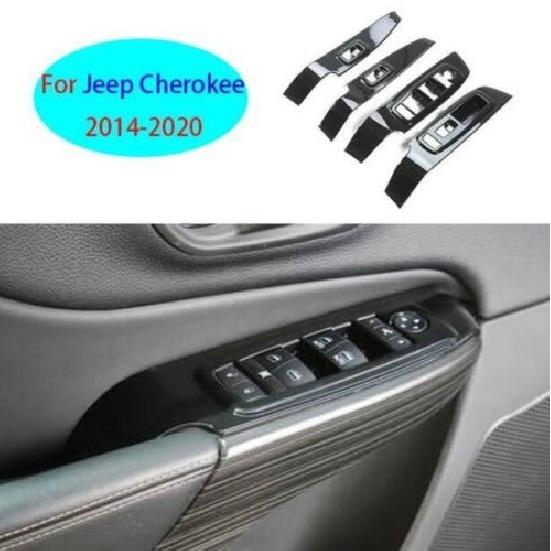 Для Jeep Cherokee 2014-2020 Глянцевая Черная Накладка на Панель Переключателя Стеклоподъемника 4 шт.