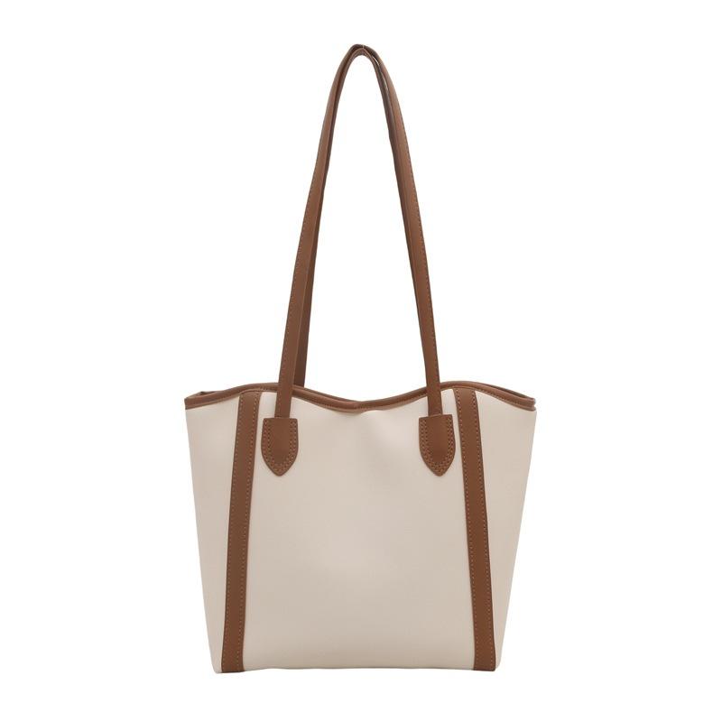 Slack Simple Contrasting Color Big Bag Women's 2025 New Popular Shoulder Bag Large Capacity Elegant Tote Bag