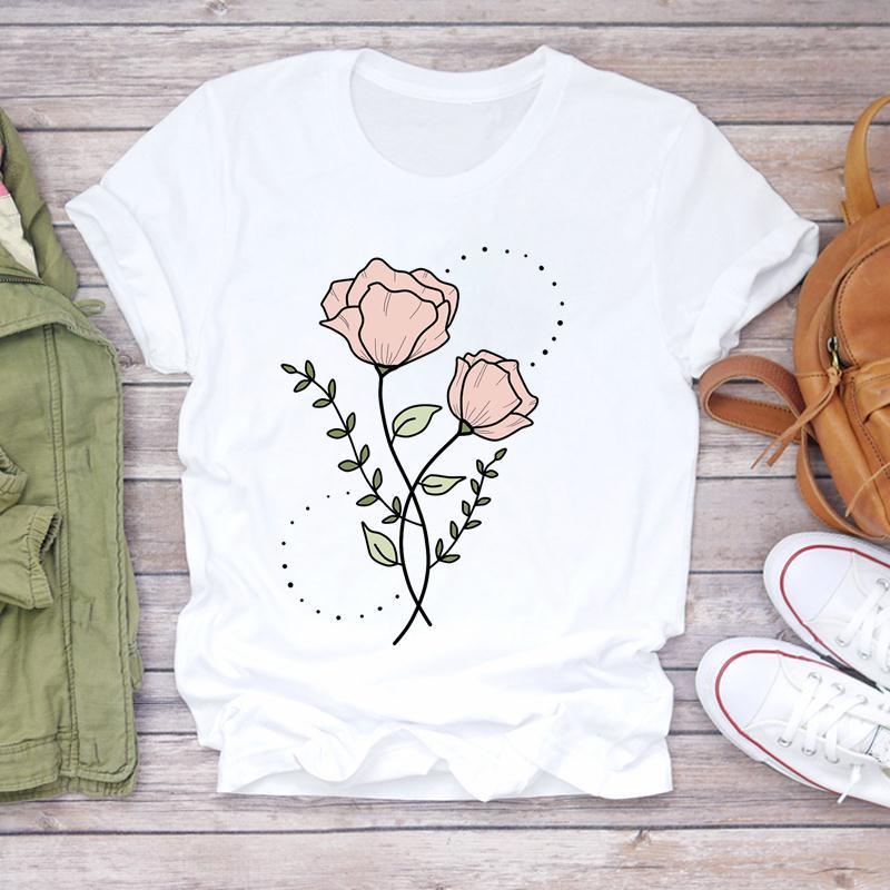

Летний топ с круглым вырезом и цветочным принтом, модные повседневные женские футболки из чистого хлопка с короткими рукавами XXXL
