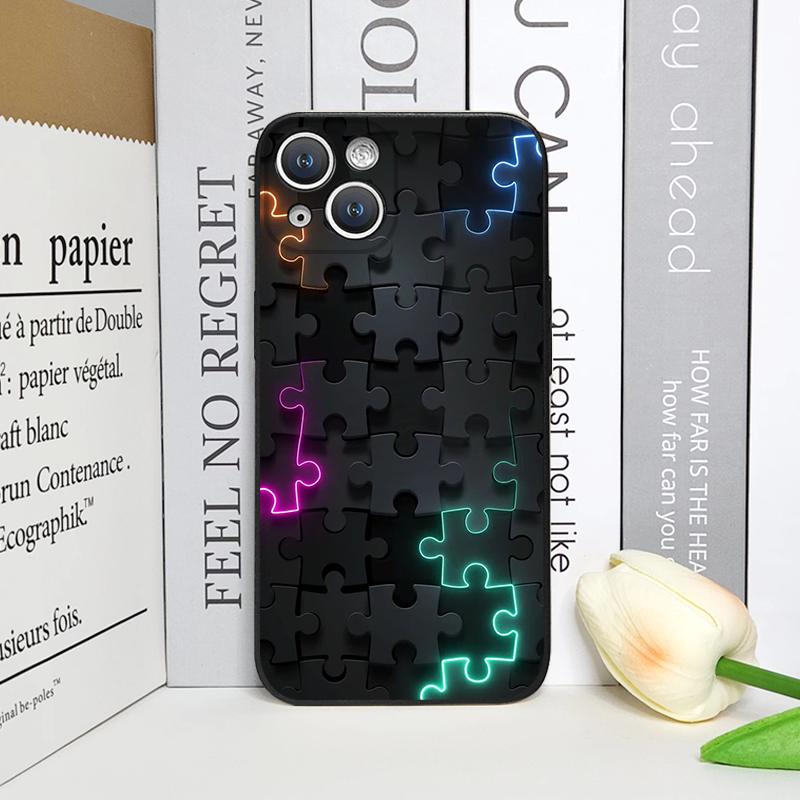 Stylish Artistic Puzzle Pattern Phone Case for iPhone 17 16 12 11 14 Plus 13 15 Pro Max Mini X XS Max XR Shockproof Soft Covers