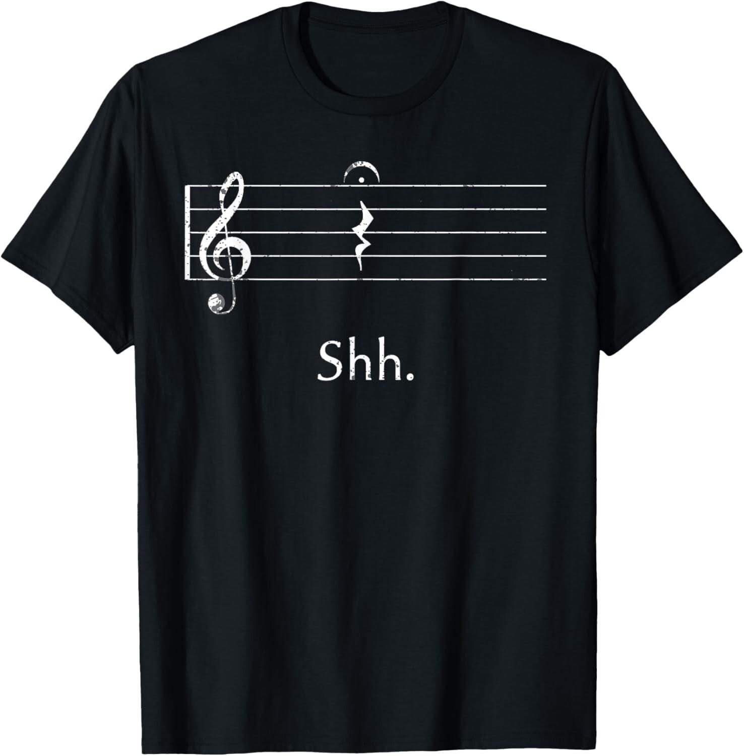 Funny Music Shirt Shh Quarter Rest and Fermata Gift Unisex T-Shirt S разноцветный