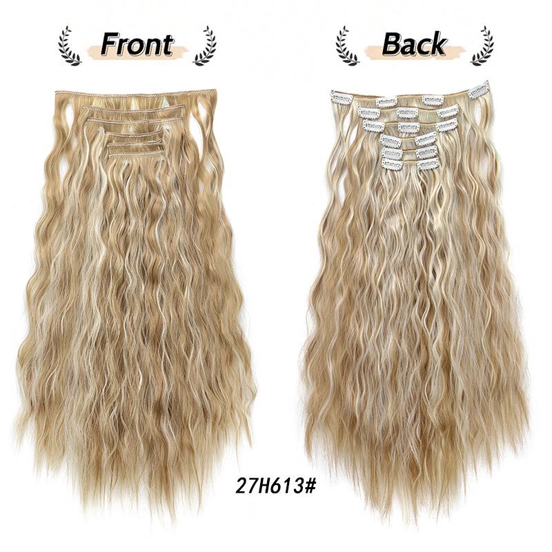 6-Piece Curly Clip-in Hair Extensions Set - Water Wave Volume Boost with 16 Clips