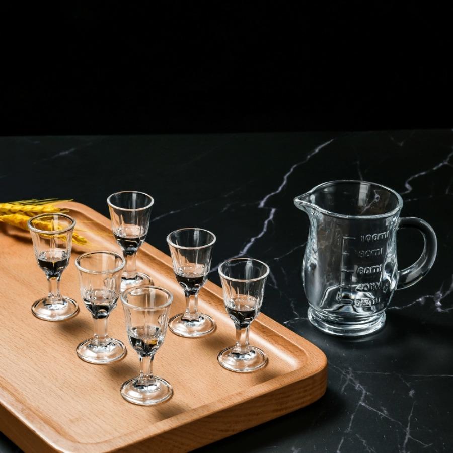 6pcs Sets Shot Glasses Small Capacity Glass Chinese Spirits Cup Goblet Wine Dispenser Wholesale Cups Mini Transparent Drinkware