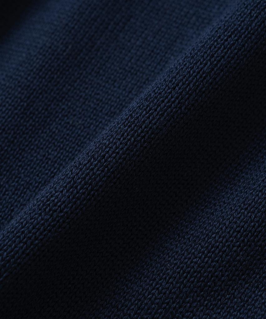 KNITTED Cotton Roll Raglan Round Knit Navy