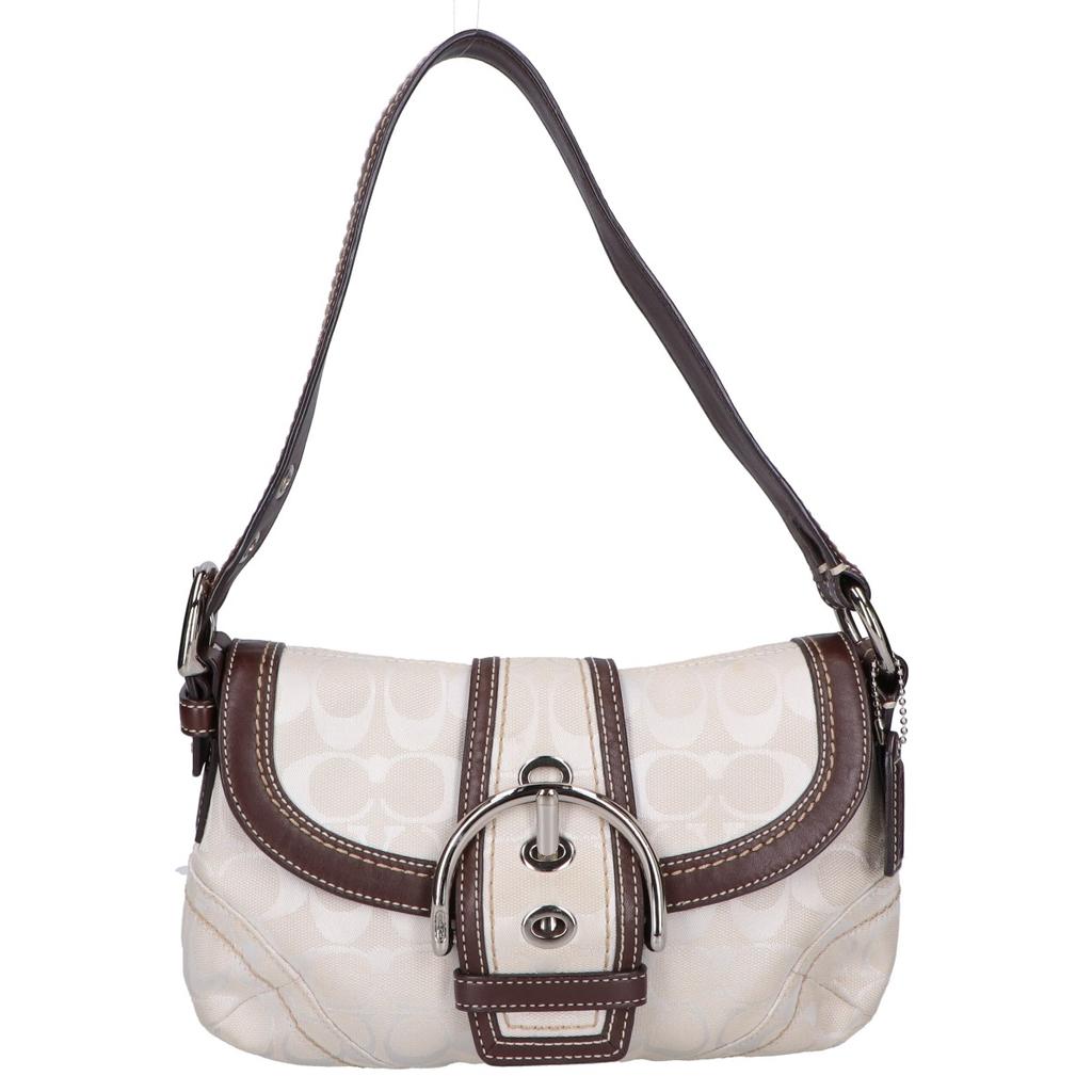 Coach 10296 Soho Signature Canvas One Shoulder Bag White / brownUsed