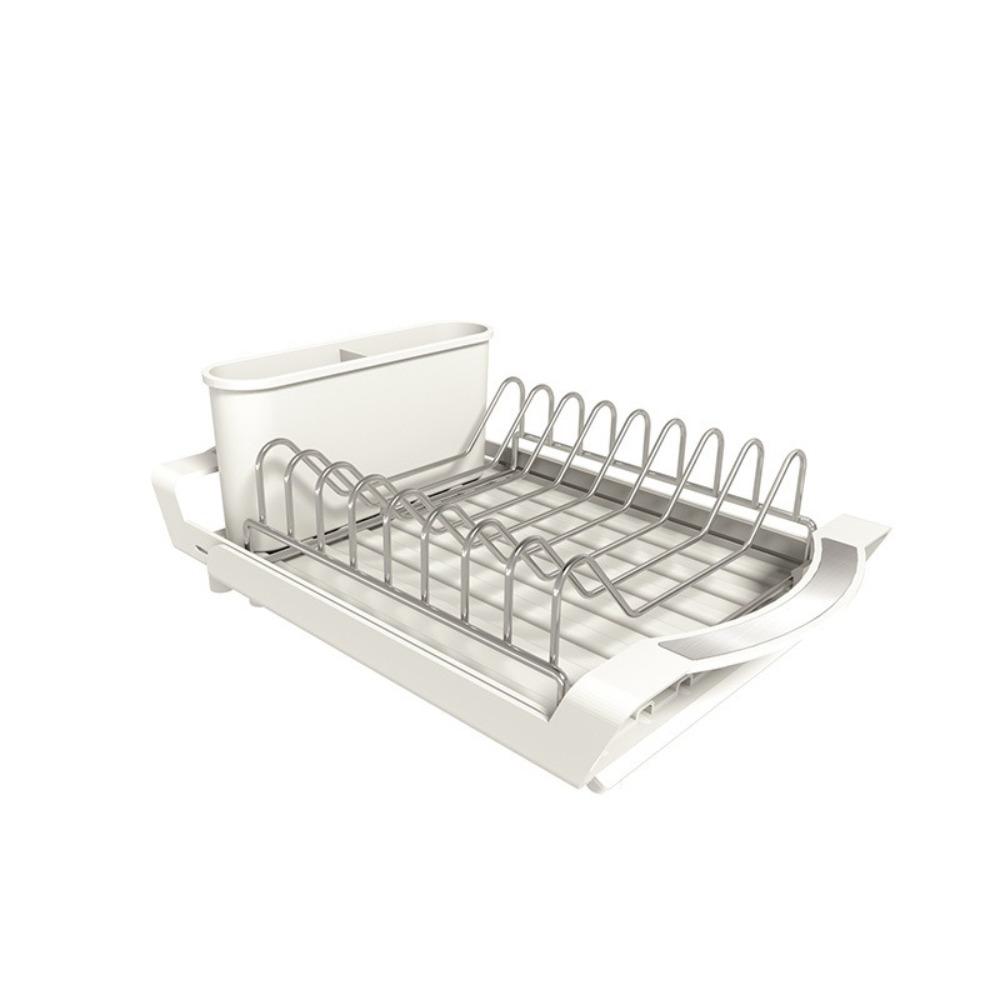 Large Capacity Draining Tray Space Saving Dish Drainer Sturdy Utensil Storage Holder  for Kitchen