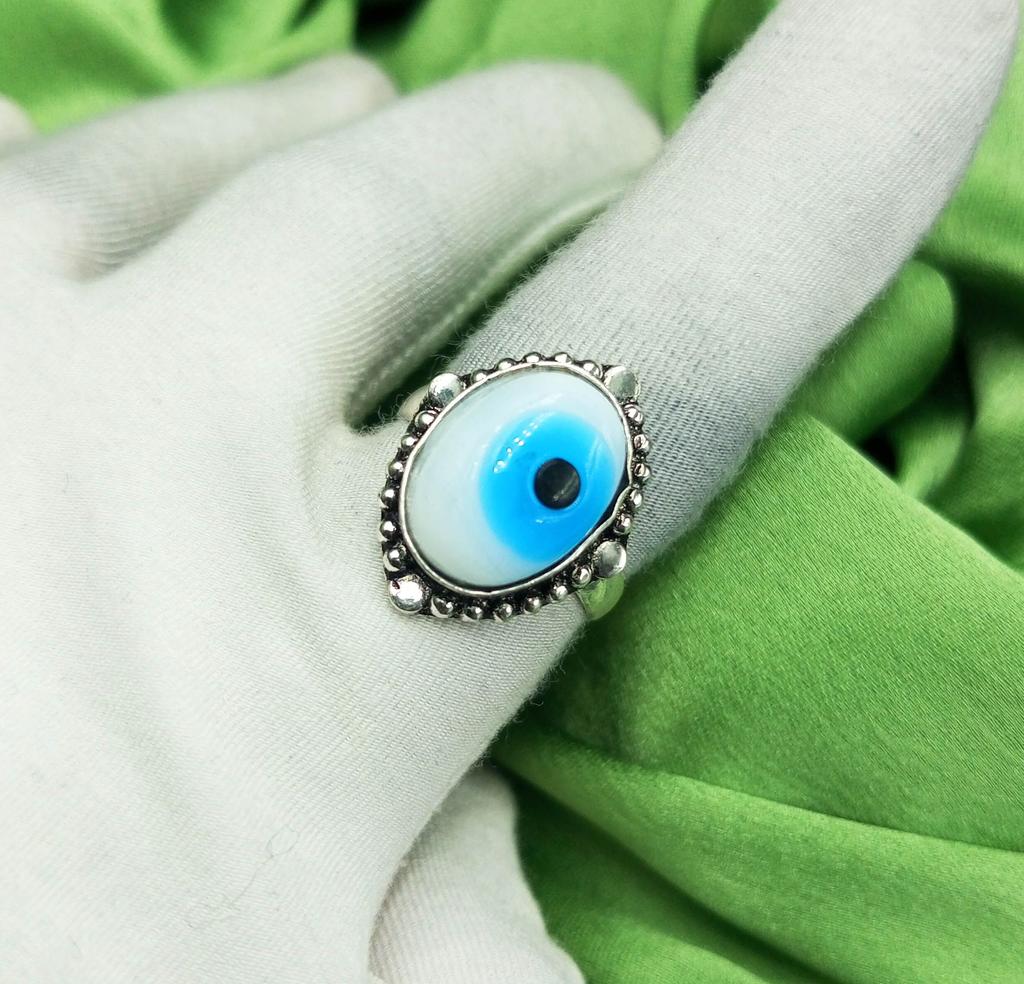 Wholesale Lot Of Evil Eye Gemstone Rings - 925 Sterling Silver Plated, Handmade, Mixed Sizes