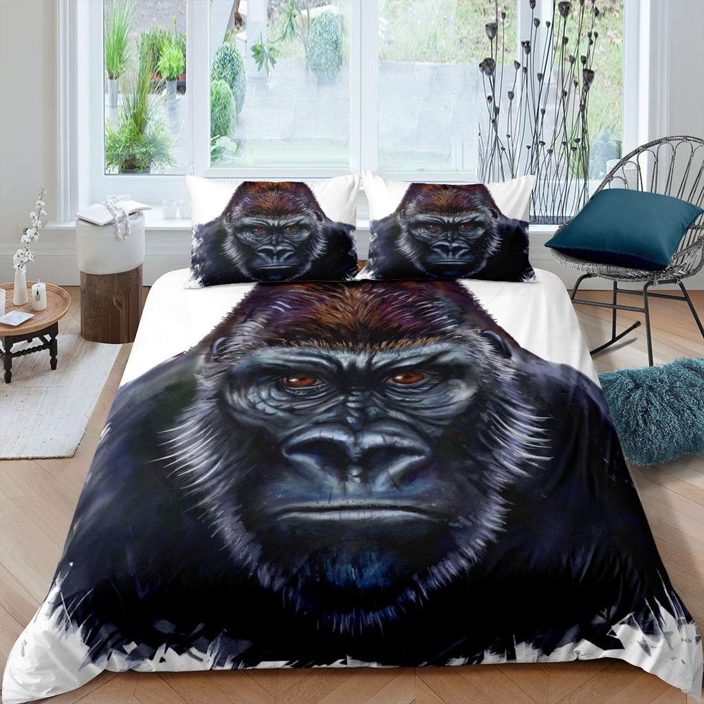 Comforter Orangutan Cute Monkey Bedding Set Palm Leaves Tropical Botanical Primitive Animal Comforter/