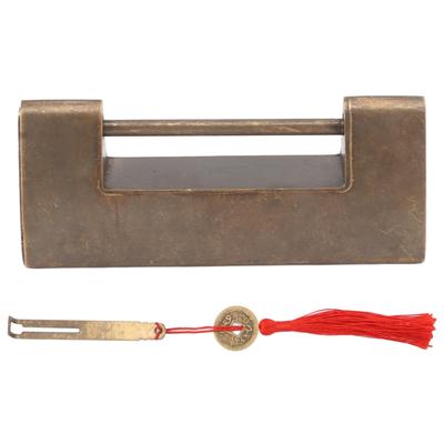 Spacing 4.4cm Decorative Vintage Lock Key Antique Brass Chinese Padlock for Small Wooden Box Furniture Cabinets Chest