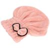 Shower Hat Bow Decoration Bathroom Hats Quick Drying Women Girls Lady Bathing Hair HatFlesh Pink