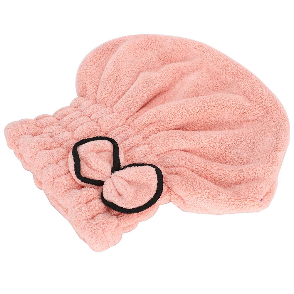 Shower Hat Bow Decoration Bathroom Hats Quick Drying Women Girls Lady Bathing Hair HatFlesh Pink