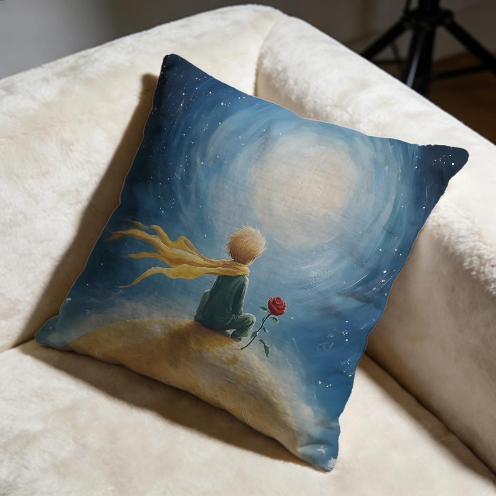 Trendy TThe Little Princeing Cushion Cover Soft Decorative Pillow Case Suitable for Bedroom Sofa Car Travel Use