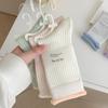 Thin Solid Color Vertical Striped Stack Socks, Breathable Mesh Double-layer Socks, Mouth Tube Women's Socks with Sweet Curled Edges