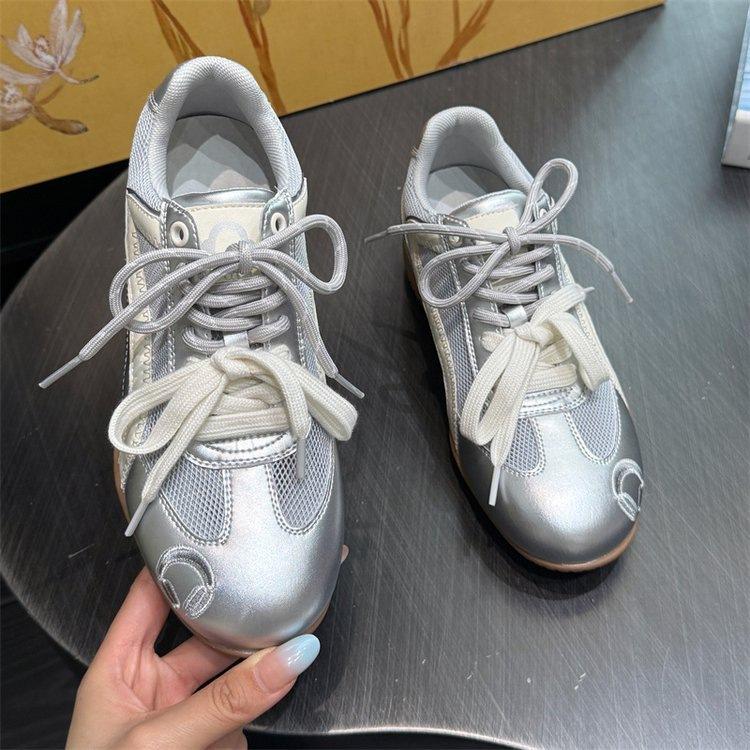 

Балетки, моральные тренировочные туфли, женские, 2025 новые, на плоской подошве, универсальные спортивные женские туфли, летние, супермягкие, сетчатые, дышащие, кеды 40 серебряный