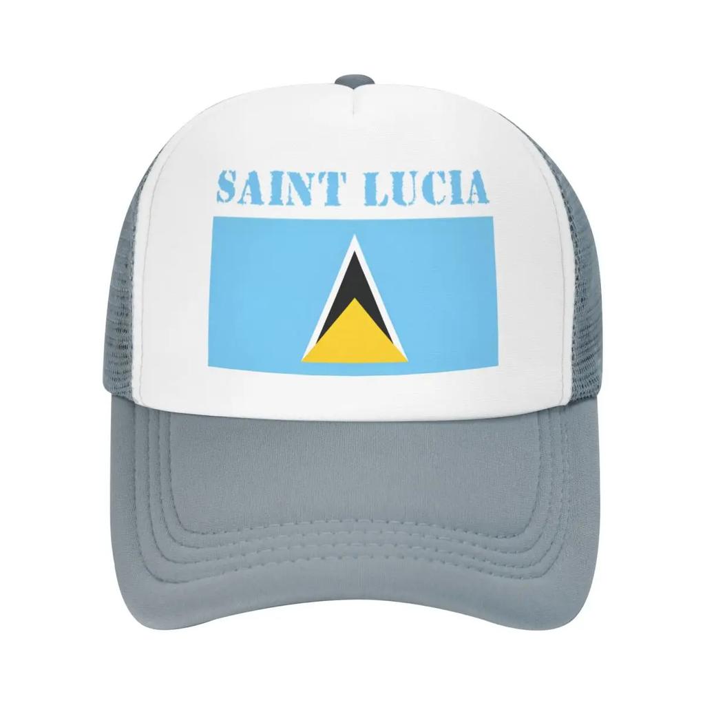 Custom Saint Lucia Flag Baseball Cap for Unisex Women Personalized Adjustable Trucker Hat Outdoor Snapback Dad Hats