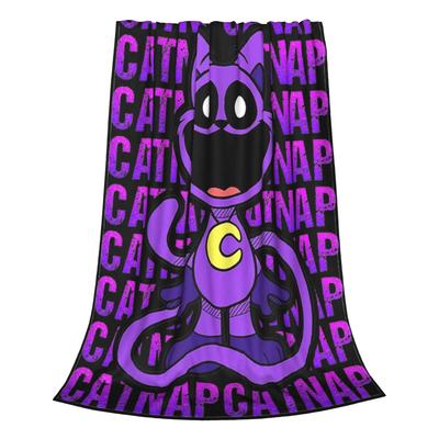 Super Soft Smiling Catnap Throw Blanket Premium Fleece Flannel Lightweight Funny Cartoon Bed Blanket Super Cozy Bedspread
