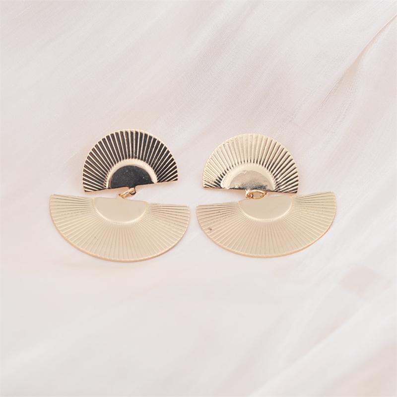 Double-layers Fan Shape Women's Hanging Earrings Uneven Semicircular Pendants Drop Earrings Hyperbole Ear Jewelry 2026 New