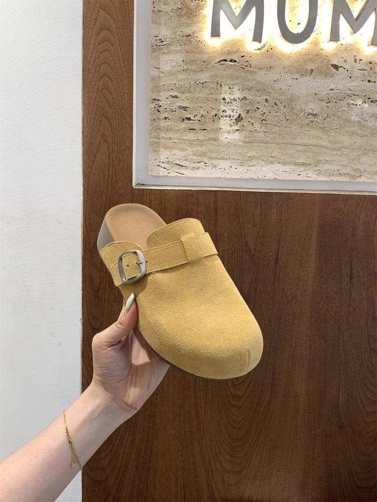Inner height increase single shoe bag head half slippers women's shoes outer wear 2025 summer vacation style retro Roman woven sandals