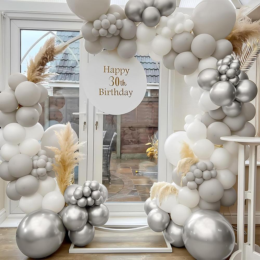 Grey Balloons Garland White Sliver Ballon Arch Kit Wedding Engagement Anniversary Bridal Shower Birthday Party Decoration Globos
