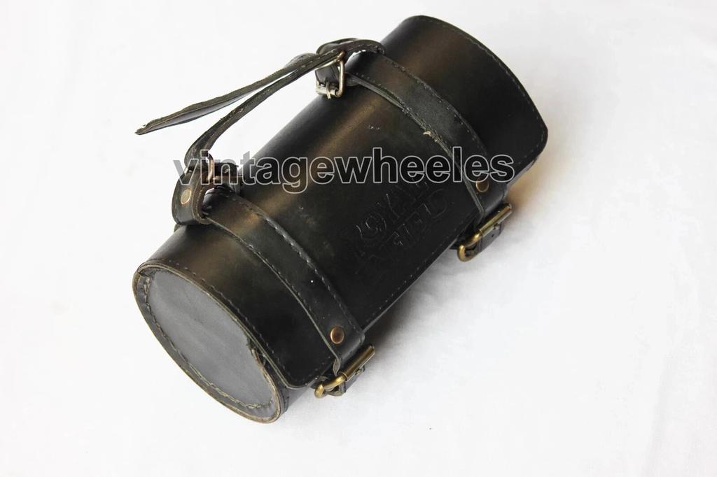 Black Quality Leather Tool Bag Roll Engraved Fits For Royal Enfield New
