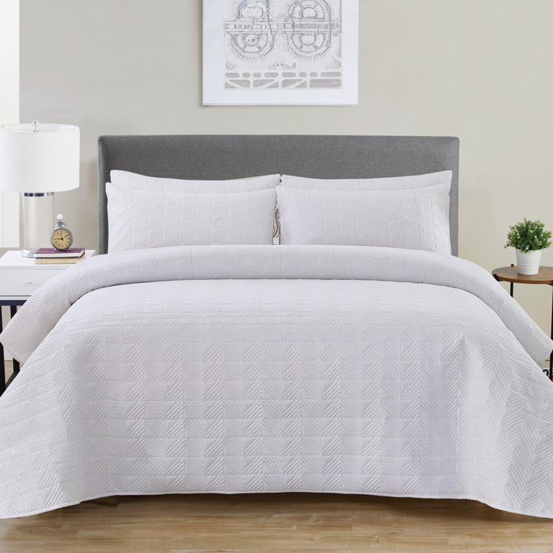 Ultrasonic Double-Sided Quilted Plaid Bedspread Set with Brushed Fabric