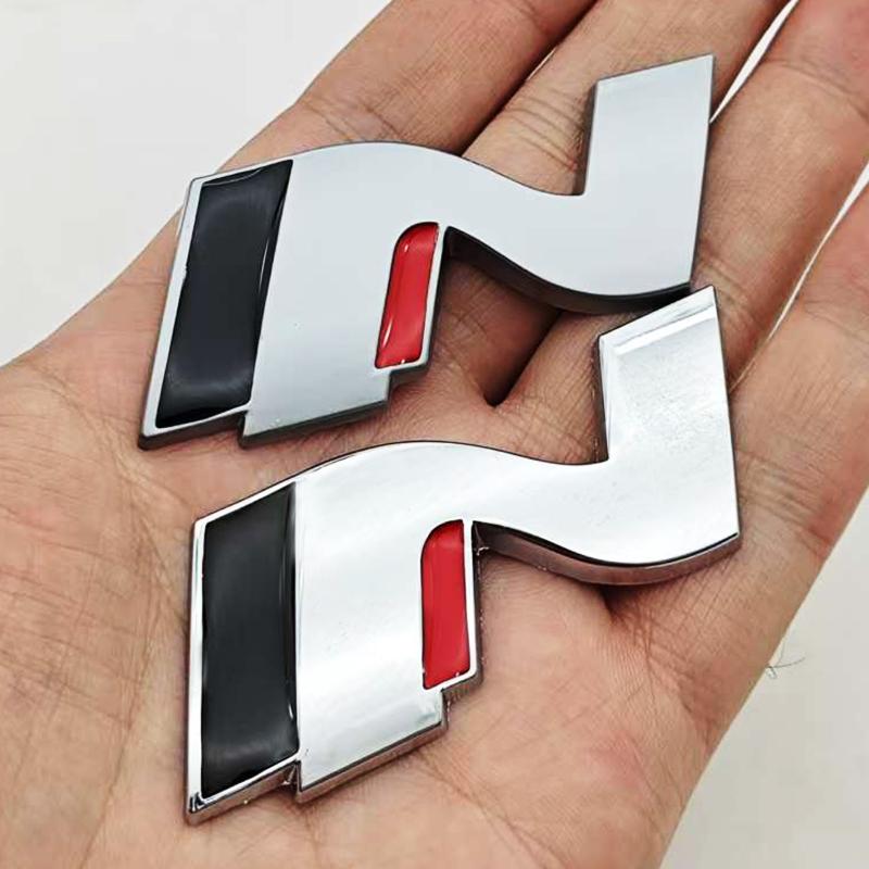 HWCB2 3D Metall Auto Styling N Logo Plakette Heckklappe Kofferraum Emblem Aufkleber Decal Für Hyundai i20 i30 Sonata Kona Elantra Tuson Zubehör